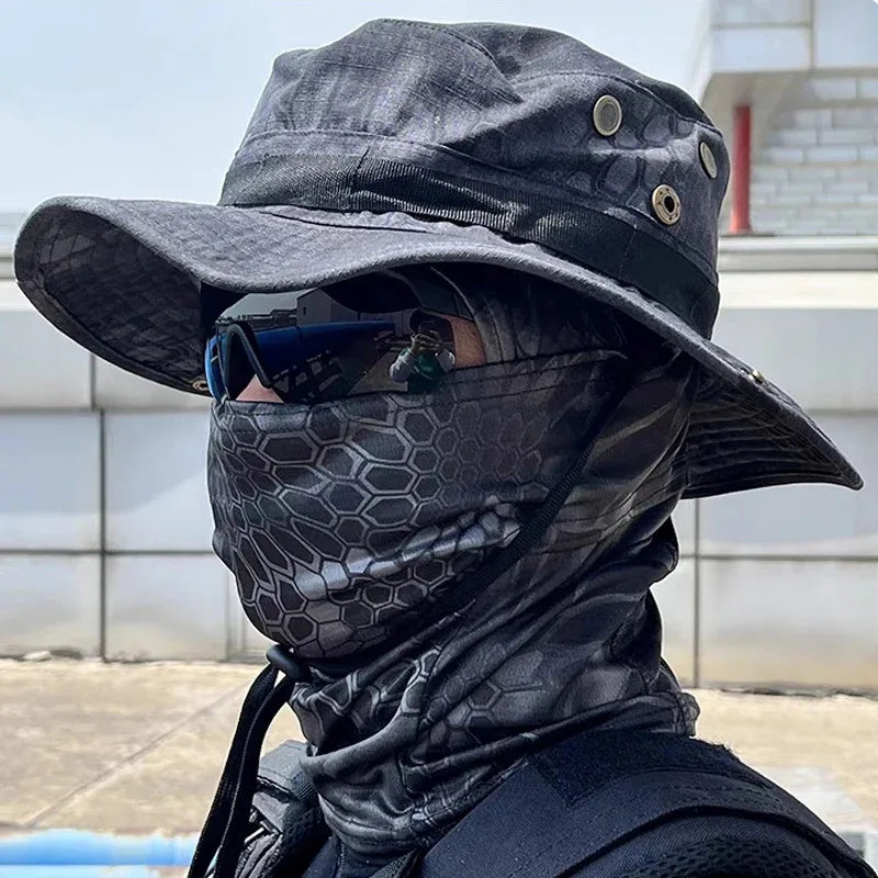 Zestaw kapelusza z szerokim rondem i kominiarką