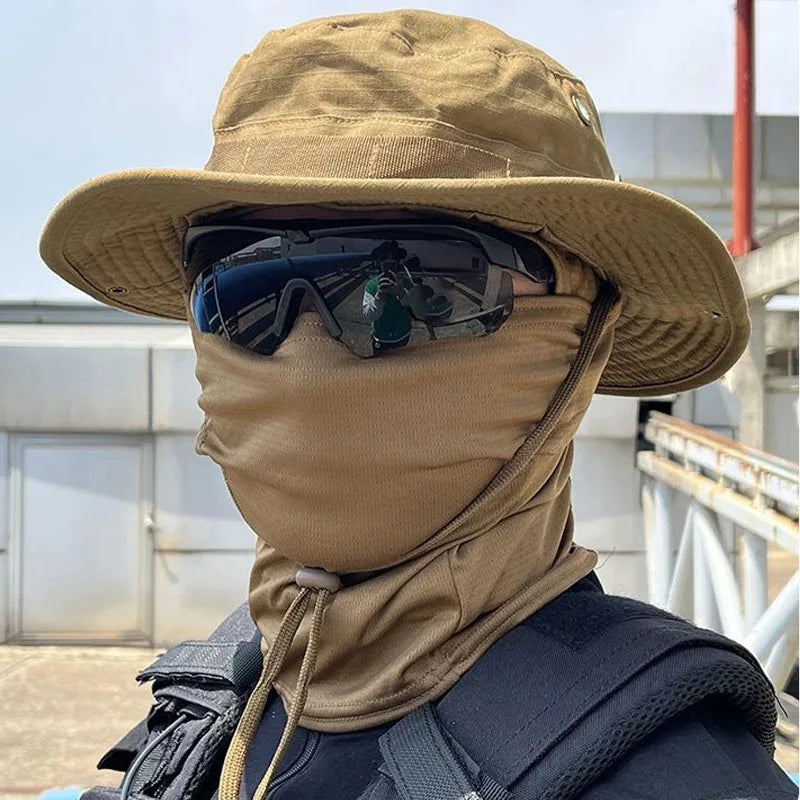 Zestaw kapelusza z szerokim rondem i kominiarką